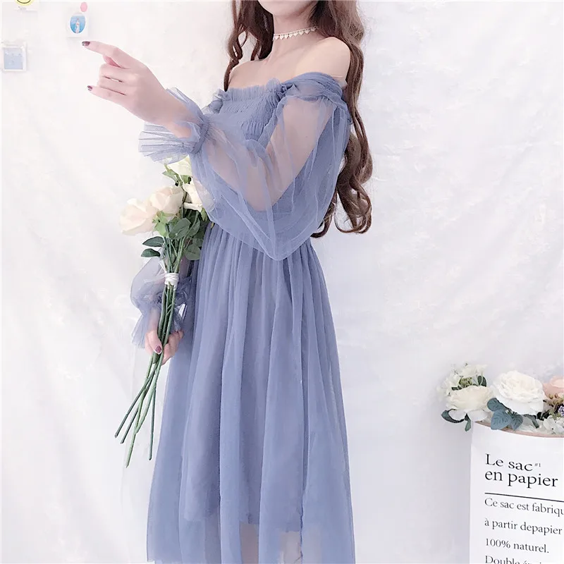 Милый женский комплект из 2 предметов: однотонное платье пряжи до середины икры +