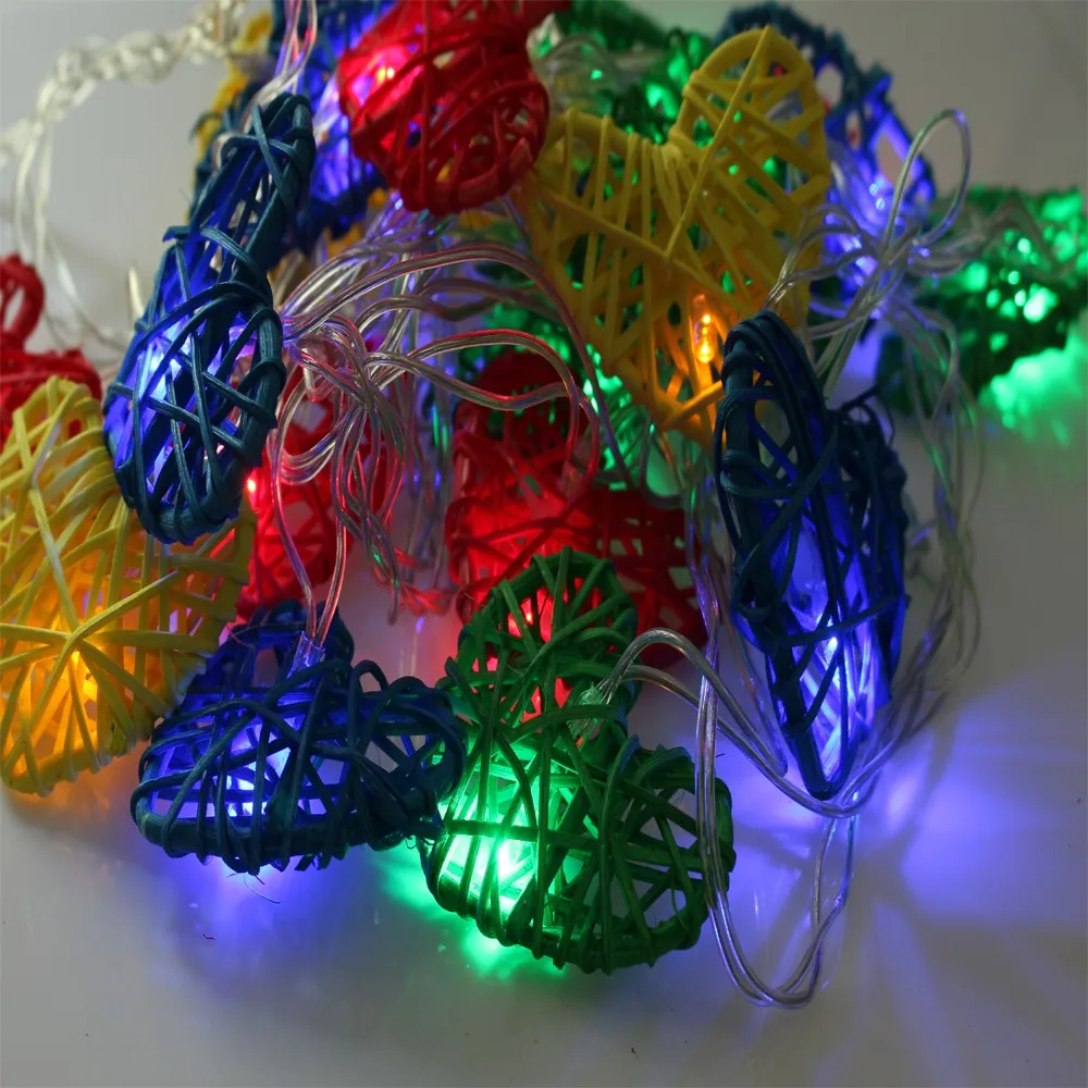 Árvore de Natal de Fadas Luzes da Corda ao ar Lote Nova 5 m 300leds Led Heart-shaped Pendente Lâmpada Guirlanda Livre Luzes ac 220 v 110 20 Pçs - 28 20 pçs lote Nova 5 M 20