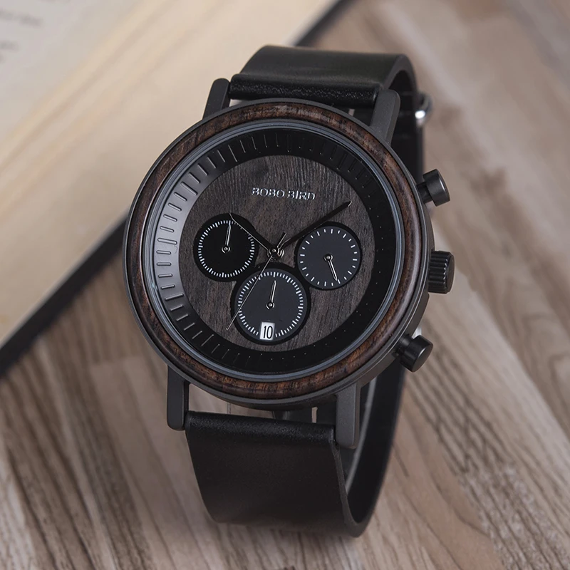 BOBO BIRD Mens Watches Top Brand Luxury relojes hombre Wooden Wristwatch Male Show date Gift saat erkek Timepieces