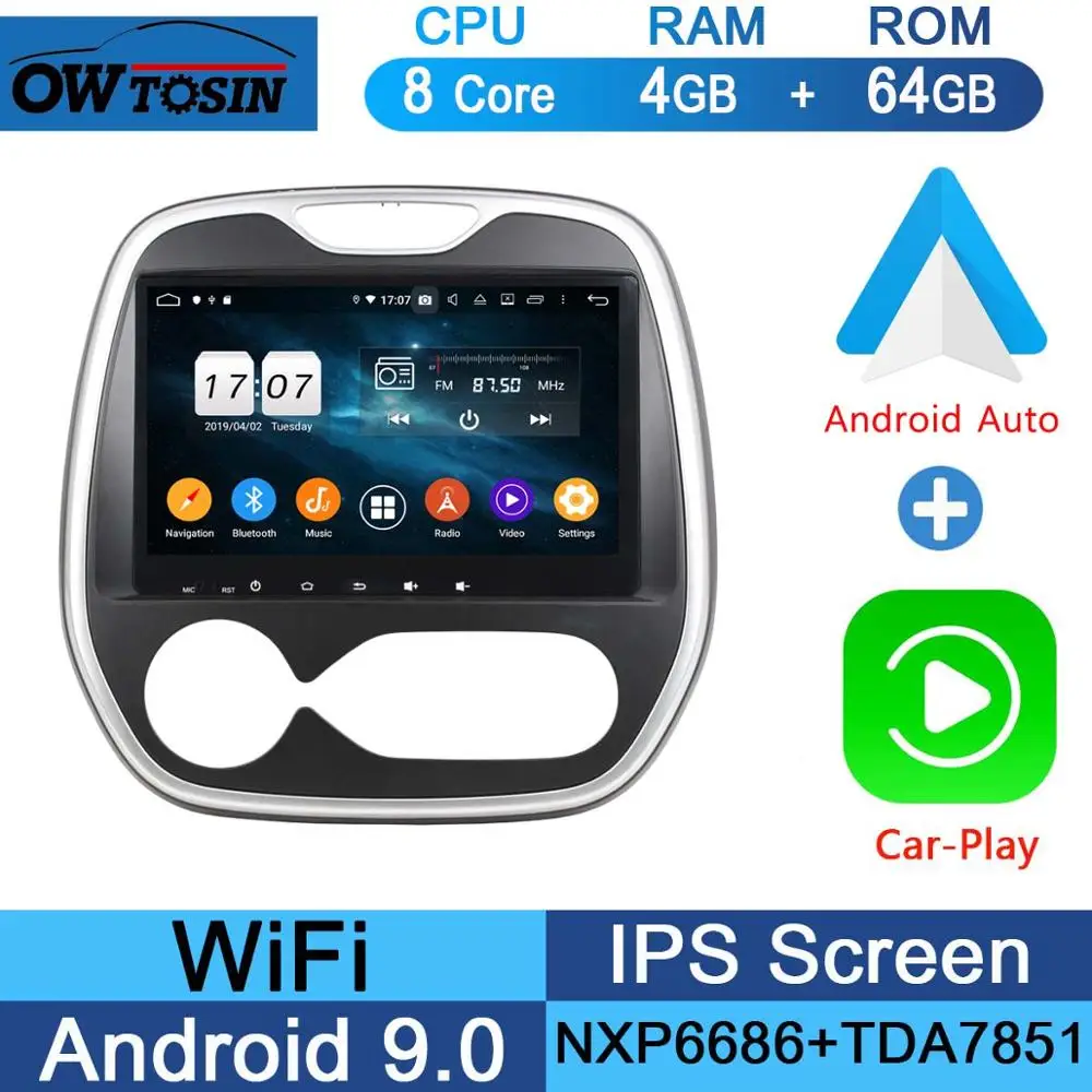 " ips Android 9,0 8Core 4 Гб ram 64 Гб rom автомобильный dvd-радиоплеер gps для Renault Capture MT 2011- DSP CarPlay Parrot BT Adas - Цвет: 64G CarPlay Android