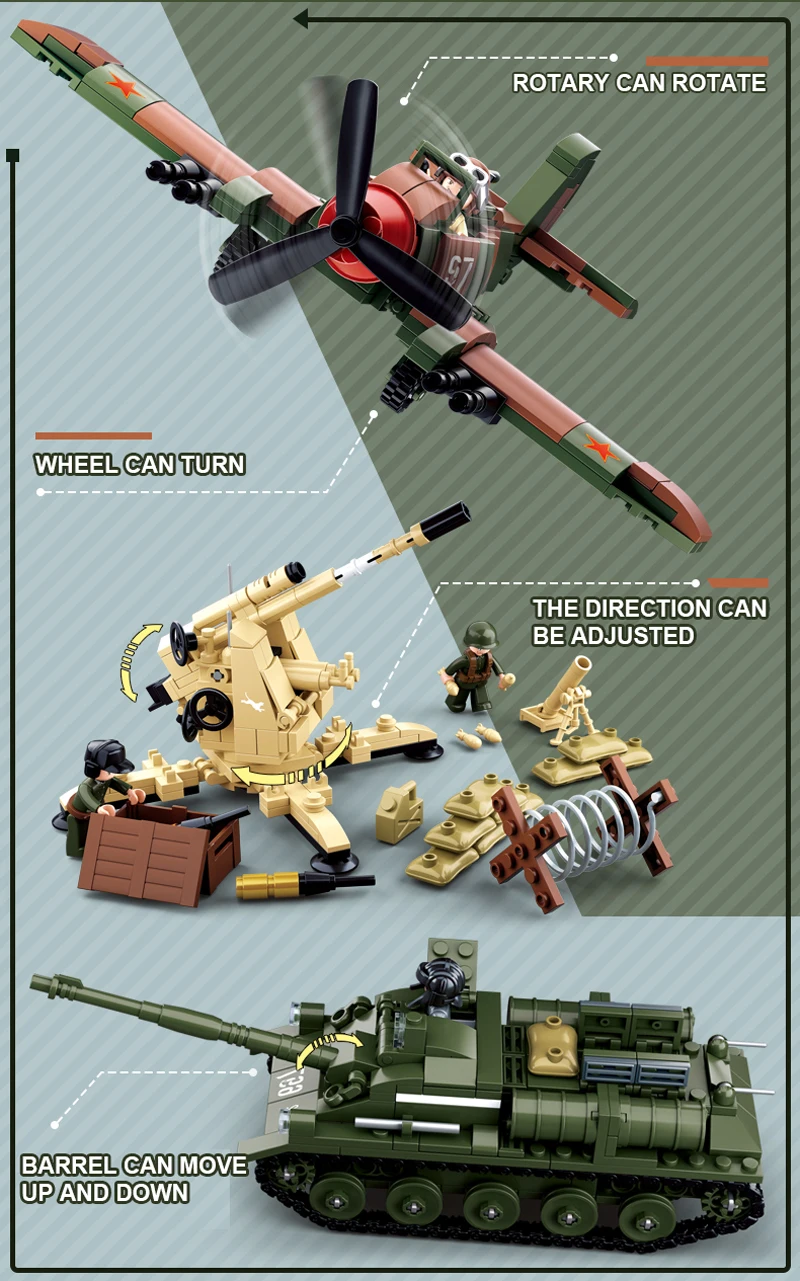 Sluban Compatible Military Tank World War ii German Army Troops Building Blocks Bricks Helicopter Model Toys