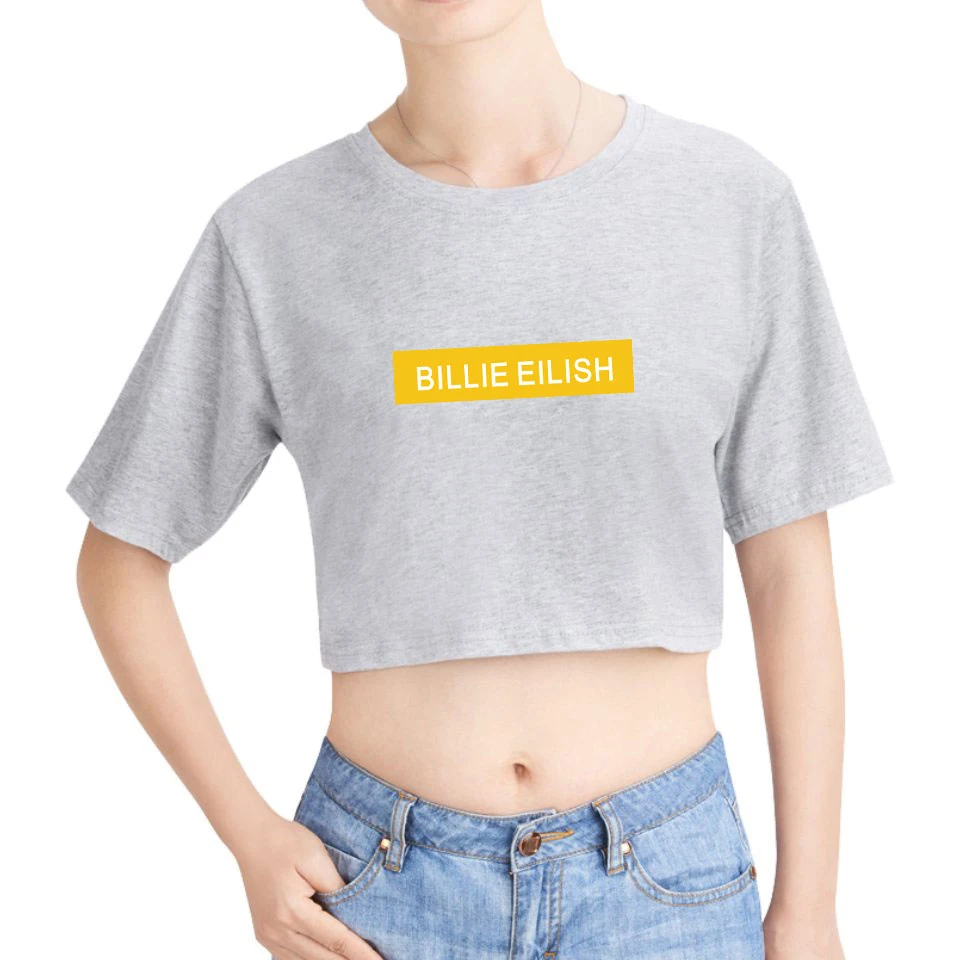 Летняя футболка Billie Eilish Exposed Navel, Женская Модная хлопковая Футболка в стиле Харадзюку, хип-хоп, с принтом Billie Eilish Exposed navel, розовые футболки