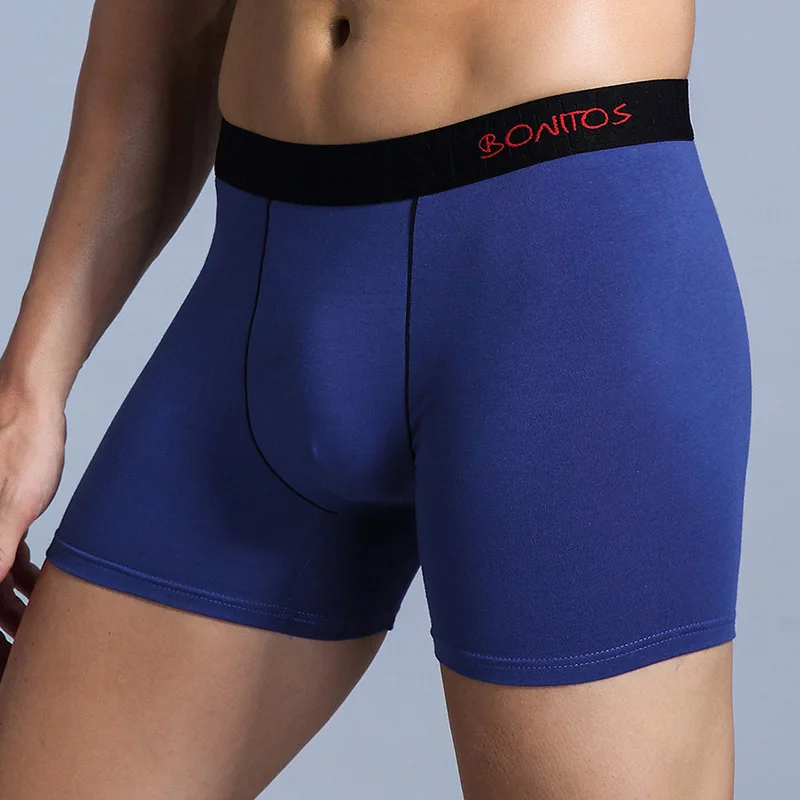 B2 Blue Black BONITOS, Топ бренд, трусы, мужские боксеры, мужское нижнее белье, мужские шорты-боксеры, боксеры, хлопок, однотонное Мужское нижнее белье, Cueca, пляжные шорты - Цвет: B2 Blue Black
