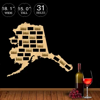 

The Last Frontier Alaska Wine Cork Map Wine Cork Traps State of Alaska Decorative Wooden Organizer Cork Holder Display Wall Map