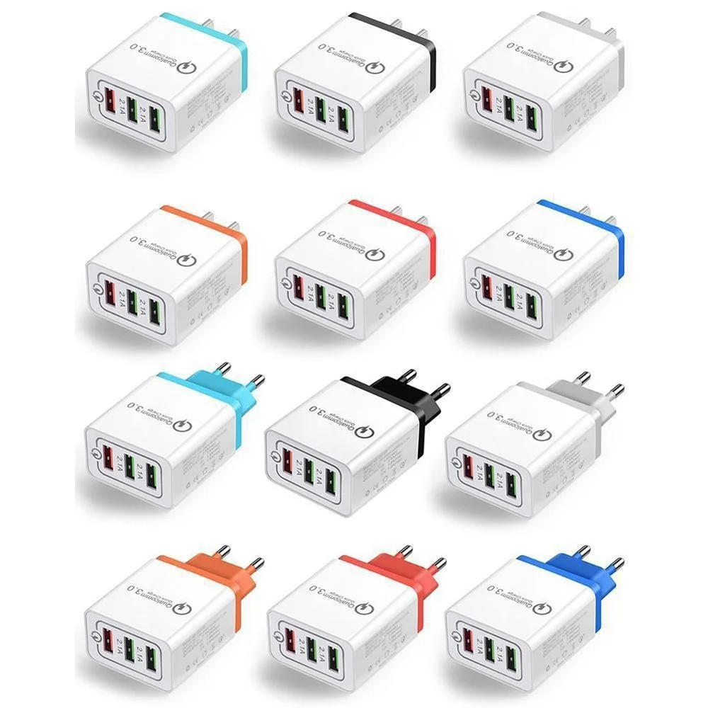 Сетевое зарядное устройство с 3 USB портами для iPhone X XR 8 7 iPad Samsung S9 Xiaomi mi Huawei быстрая