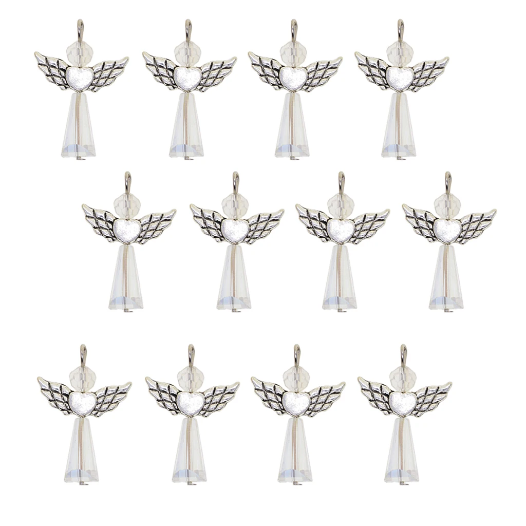12pcs Alloy Acrylic Handcrafts Angel Charms Pendant Ornaments Fashion Jewelry bracelets necklaces DIY Crafts  for Kids Gifts 
