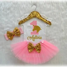 Изготовленное на заказ имя Единорог девочка для празднования первого дня рождения боди для новорожденного, для младенца шаровары комбинезон наборы детский душ вечерние сувениры