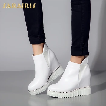 

SARAIRIS 2018 Cow Leather Large Size 32-40 Elastic Band Woman Vulcanize Shoes Women Platform Increasing Heels Shoes Woman