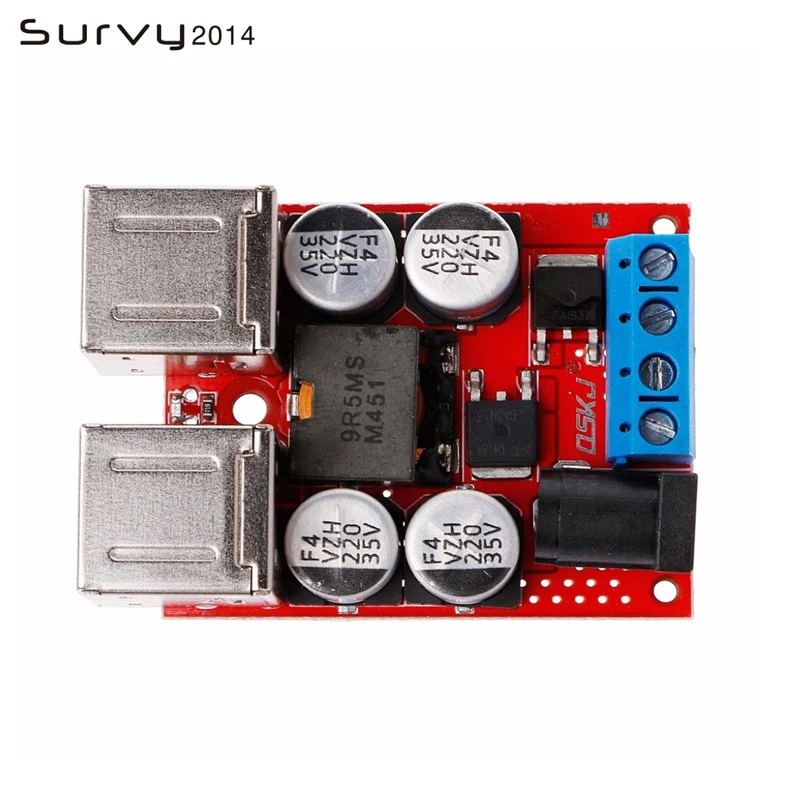 DC-DC Vehicle Charging Board 8V-35V 5V 8A Power Supply Depressurization Module 4 port USB Output mobile Charger Car