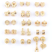 

30 PCS Mix Beads 18K Gold Plated Alloy Big Hole Chamilia DIY Spacer Chunky Czech Bead Charm Fit For Pandora Bracelet Charm