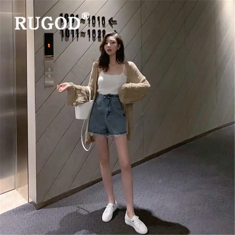 RUGOD/Новинка года; модные тонкие джинсовые шорты с высокой талией; повседневные шорты; pantalones cortos mujer