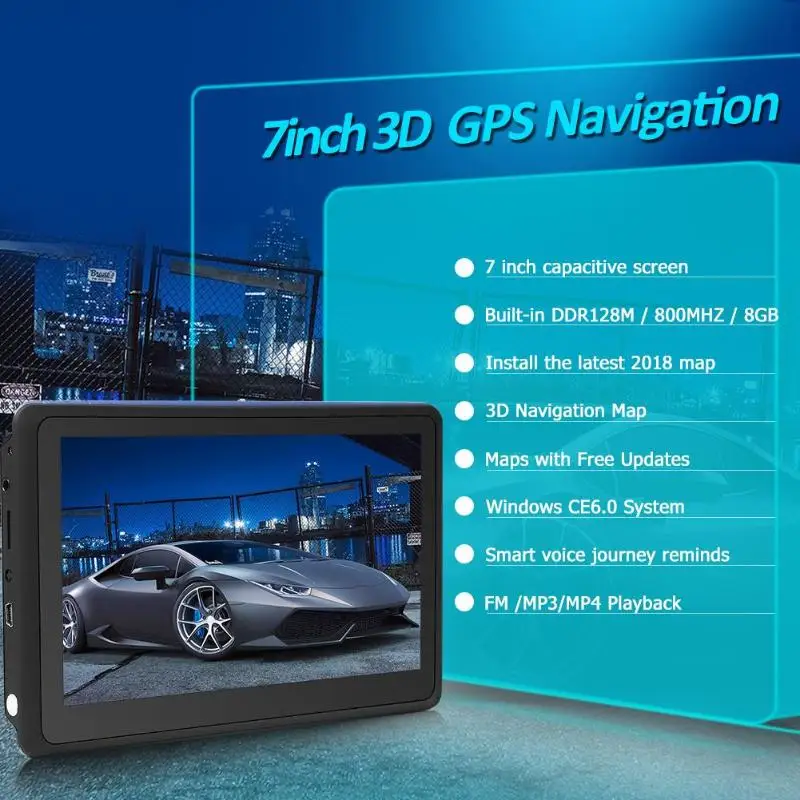 Портативный 7 дюймов Сенсорный экран gps навигации 128 МБ+ 8 Гб gps Навигатор ж/карта