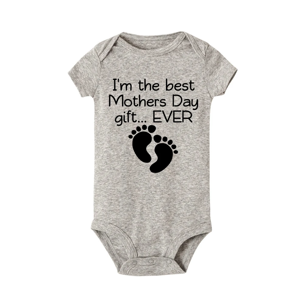 Стильный комбинезон с короткими рукавами для маленьких девочек, подарок на день матери, хлопковый боди для новорожденных, костюм с принтом «I am the best Mother day», пижама для мальчиков