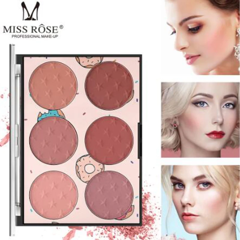

MISS ROSE six-color blush natural long-lasting transparent window skin-friendly rouge makeup box makeup box