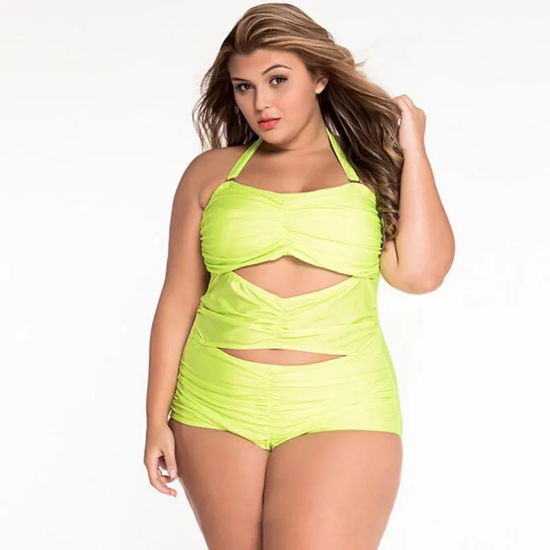 Новый леди купальник плавание сексуальная белый треугольник плюс размер деления