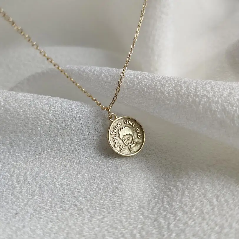 

2019 Bohemia Gold Color Avatar Fashion Round Coin Choker Necklace for Women 925 Sterling Silver Chain Necklace Collier Femme