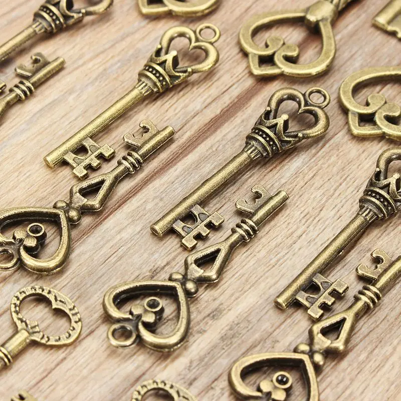 48 piezas llave de bronce antigua cerradura antigua para colgante collar pulsera colgante decoraciones DIY artesanal regalo accesorios Venta caliente 48 piezas llave de bronce antigua cerradura antigua para colgante collar pulsera colgante decoraciones DIY artesanal regalo accesorios Venta caliente