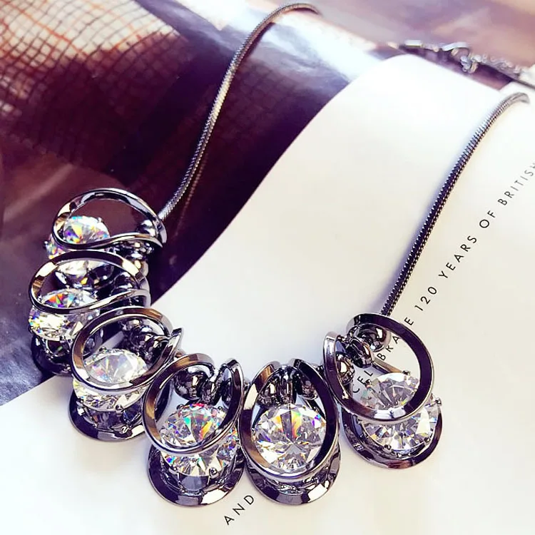 

BYSPT women pendant necklace European short exaggerated crystal necklace chain collar Short Necklace