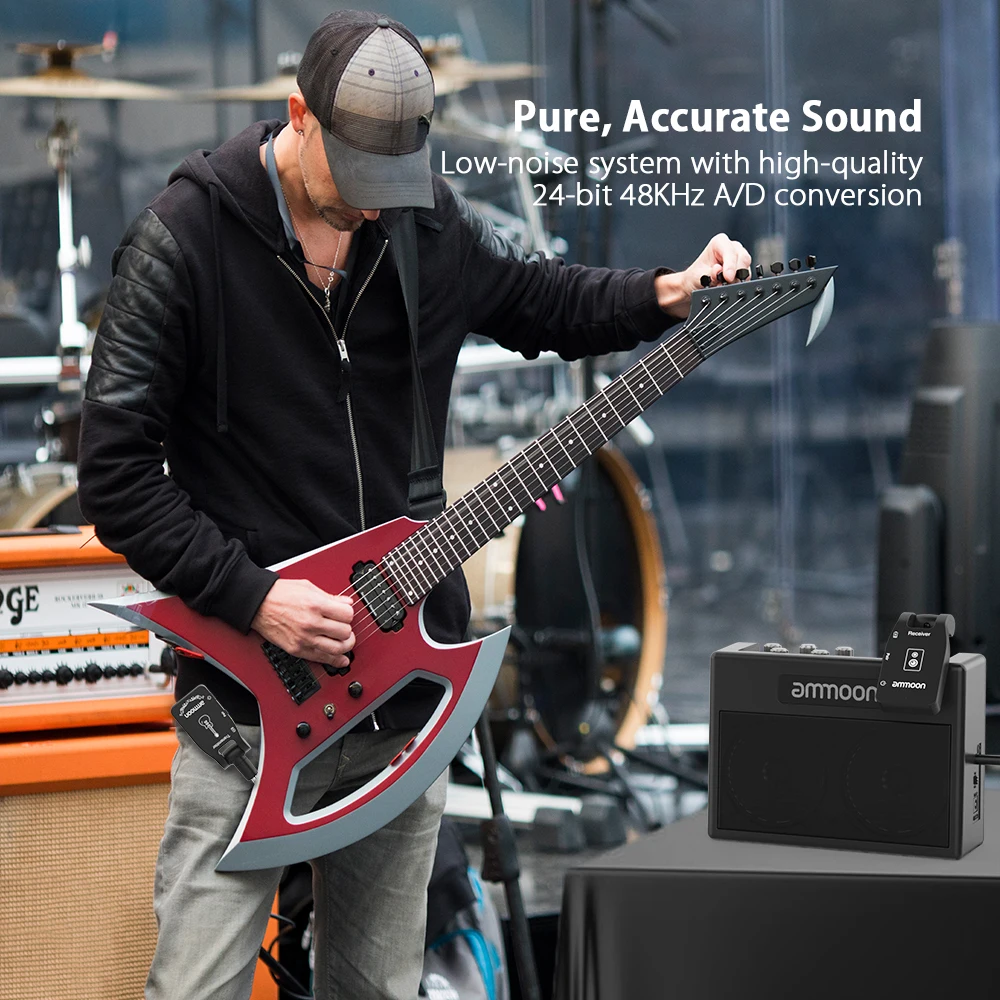Ammoon 2,4G беспроводной гитарный передатчик аудио 6 каналов гитара беспроводной передатчик приемник для электрогитары бас