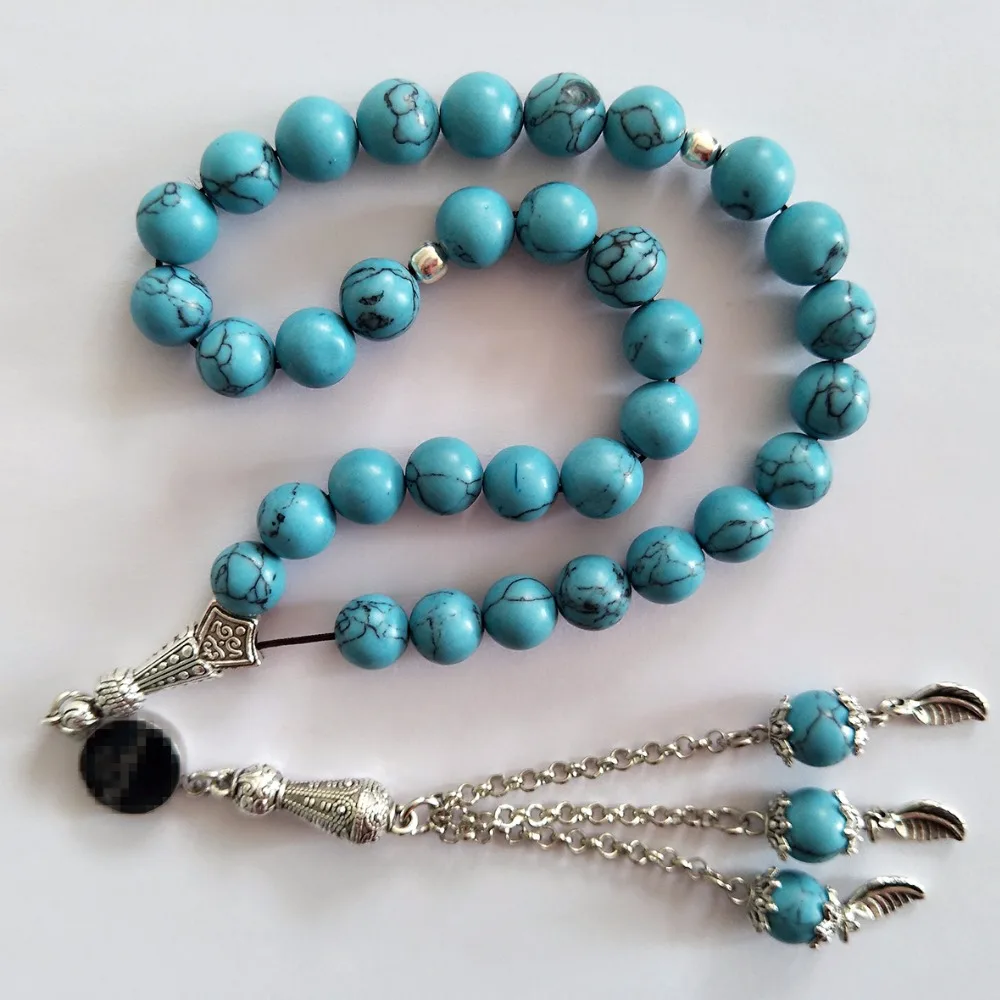 Blue Howlite stone 10mm tasbih prayer beads muslim wholesale natural