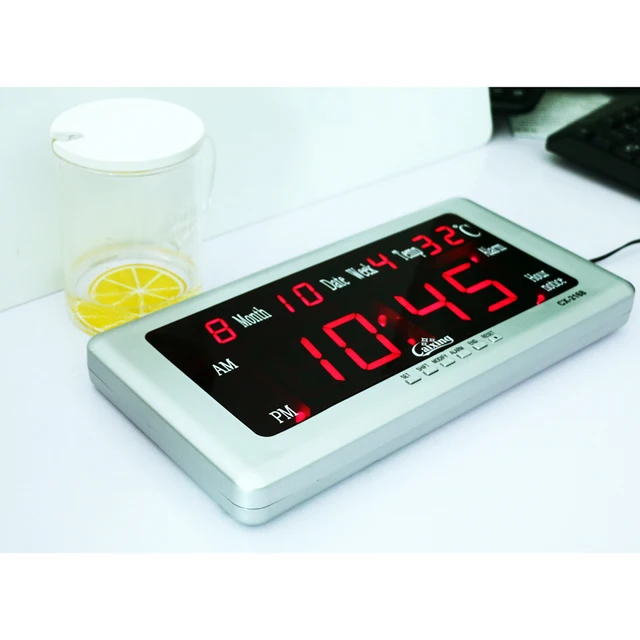 Large LED Digital Wall Clock with Calendar Temperature Date and Week