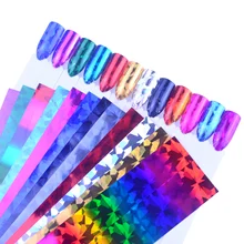 12 листов градиентного звездного неба, фольга для ногтей, лазер, AB Цвет, для дизайна ногтей, переводная наклейка, набор для украшения ногтей, Набор наклеек