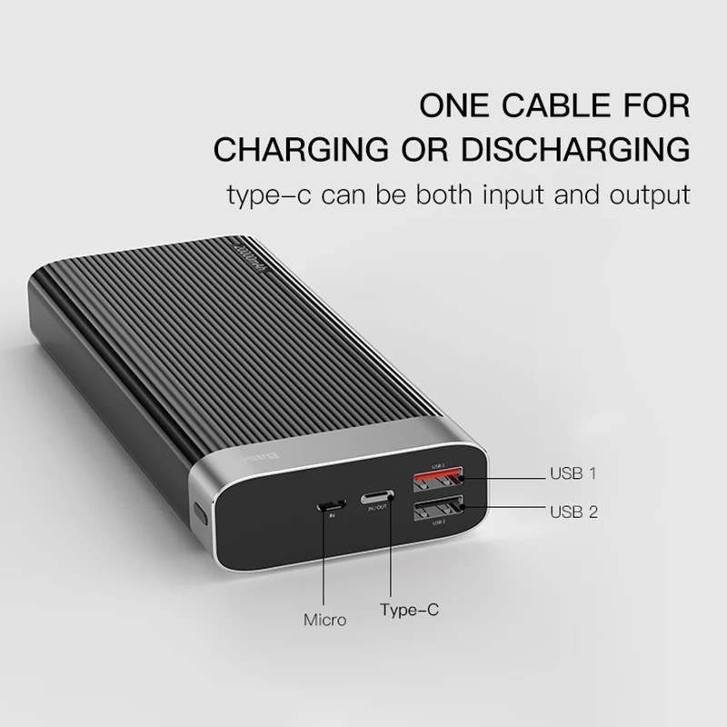 Baseus Power Bank 20000mAh USB Type C PD+QC3.0 Quick Charger LED Display Battery For Mobile Phone External Battery LED Powerbank Baseus Power Bank 20000mAh USB Type C PD+QC3.0 Quick Charger LED Display Battery For Mobile Phone External Battery LED Powerbank