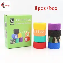 Лидер продаж 8 шт./кор. True Star покрытие рукоятки машинки для татуажа 8 цветов Волшебная повязка-трость с защитным козырьком для трубки для захвата татуировки с фокусным расстоянием 25 мм