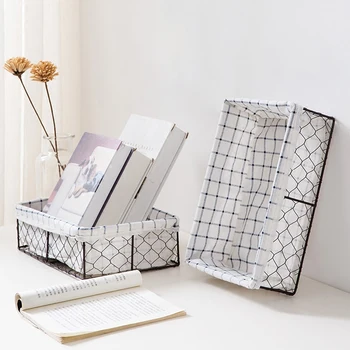 

New Fashion Iron Storage Basket with Liner Mesh Storage Box Sundries Holder ZAKKA Bath& Kitchen Organization Box Drawer Box