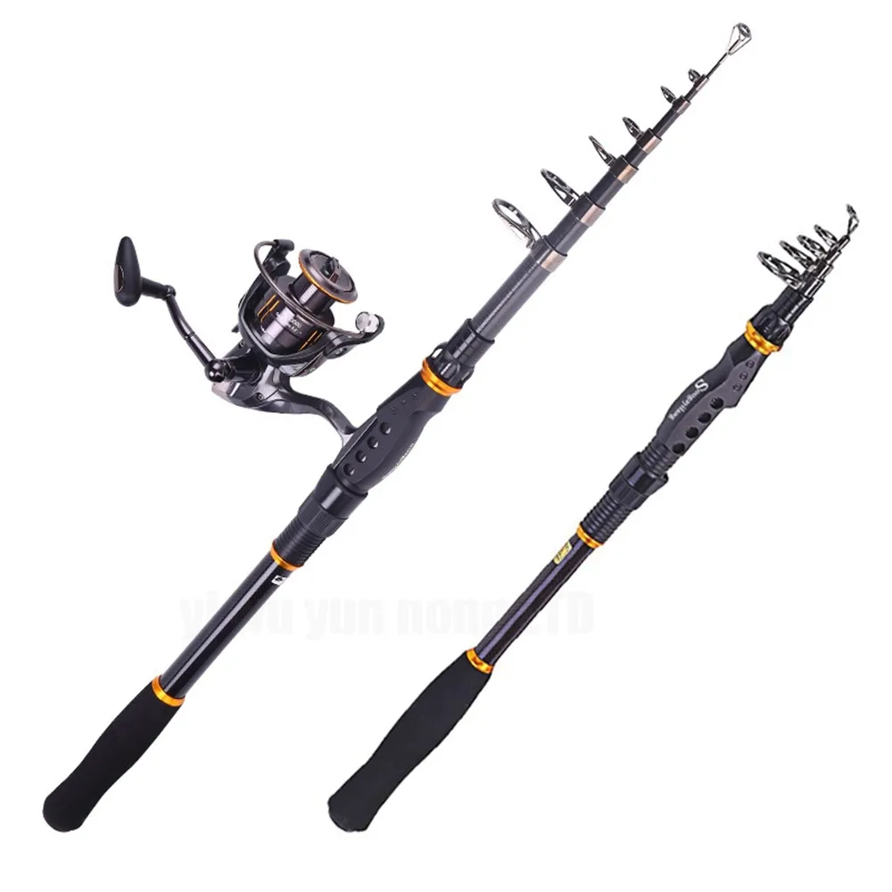 Sougayilang 1.8 3.6M Black Telescopic Fishing Rod Reel Combos Portable