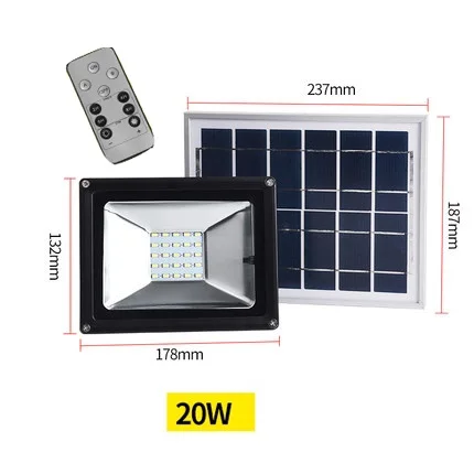 Светодиодный Фонари работающие на солнечной энергии удаленного Водонепроницаемый настенный светильник дисплей датчика Светодиодный прожектор Открытый Уличный Сад Двор Путь Безопасность лампы - Испускаемый цвет: General 20W