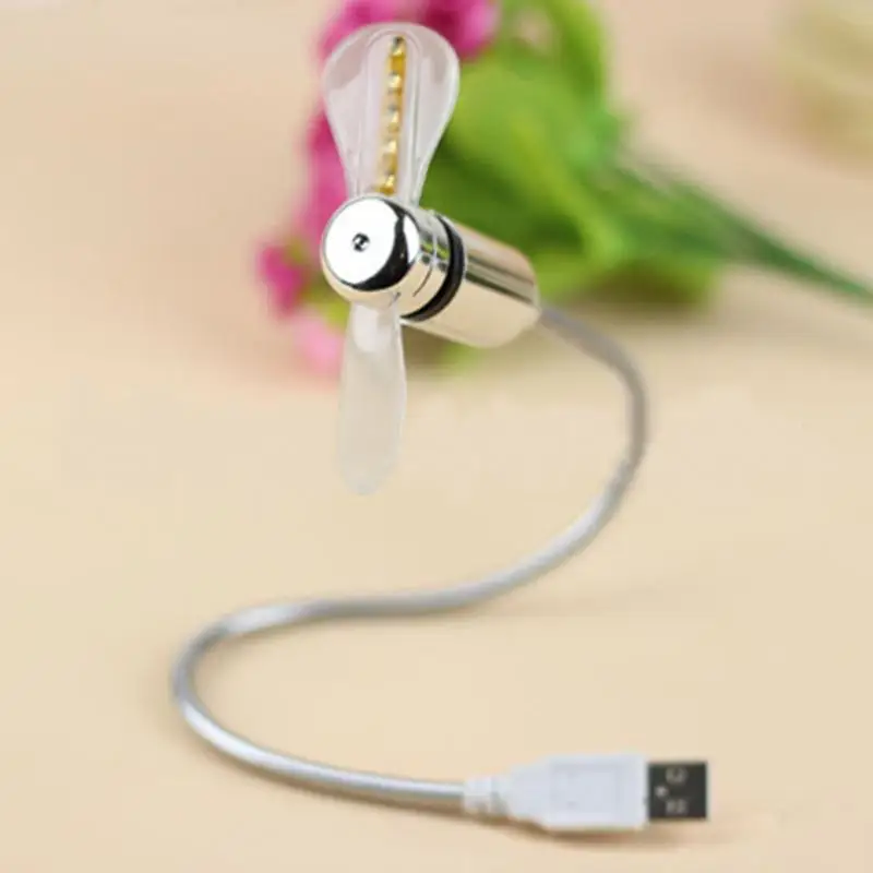

New Durable Adjustable USB Gadget Mini Flexible Metal Neck LED USB Fan Desktop Cool Gadget Colorful PC Lamp/Notebook Light