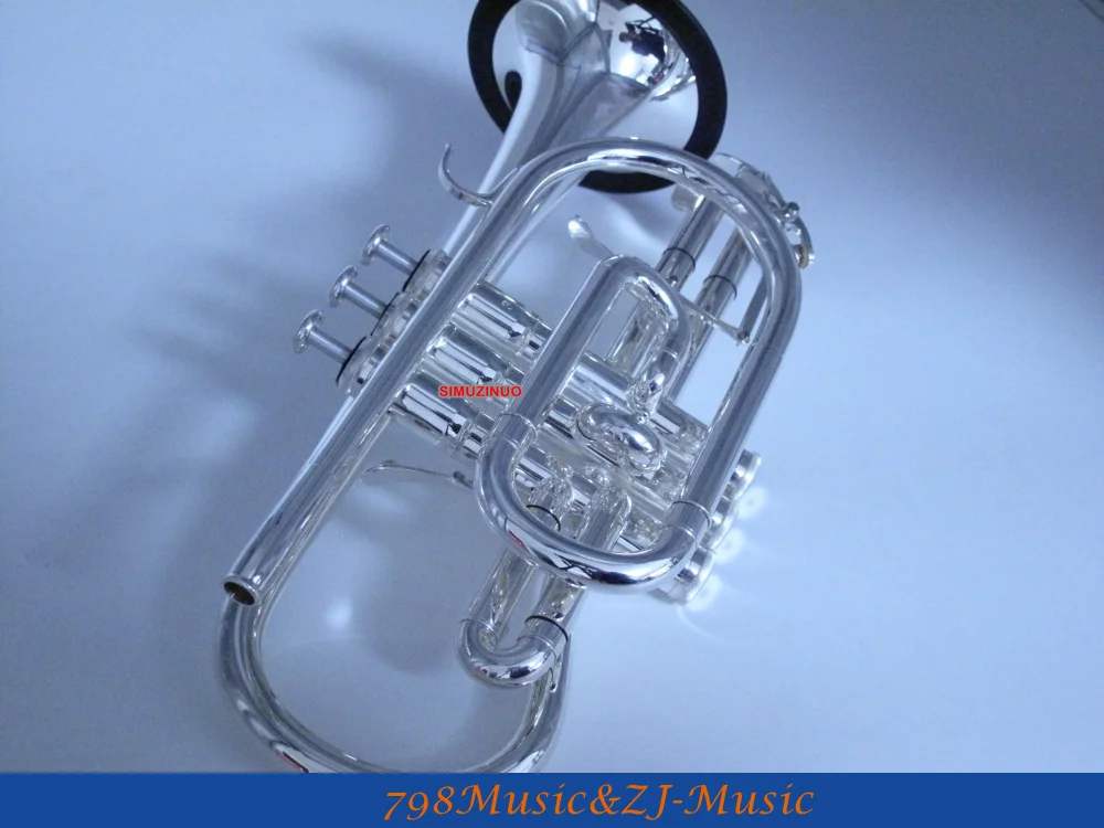 Профессиональный посеребренный Cornet horn B плоский двойной триггер труба с чехлом