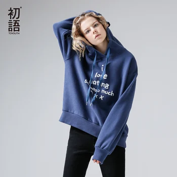 

Toyouth Hooded Sweatshirts Women Oversized Hoodie 2019 Autumn Winter Tracksuit Fleece Warm Letter Printed Pullovers Hoodies