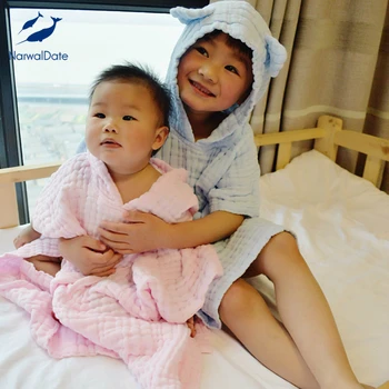 

Organic Soft Cotton Kids Bathtowel Hooded Newborn Towels 6 Layers Yarn Cotton Absorbent Washcloths Children Beach Swimming Gifts