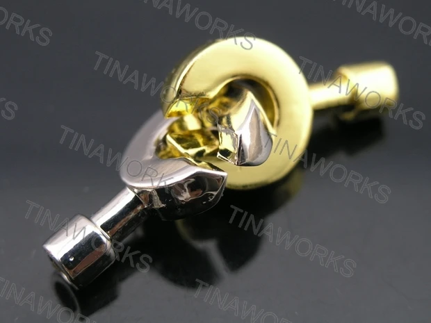 

FREE SHIPPING 10 Sets Rhodium&Golden End Cap/Buckle, Loop for Leather Cord, Dia. 4.0mm