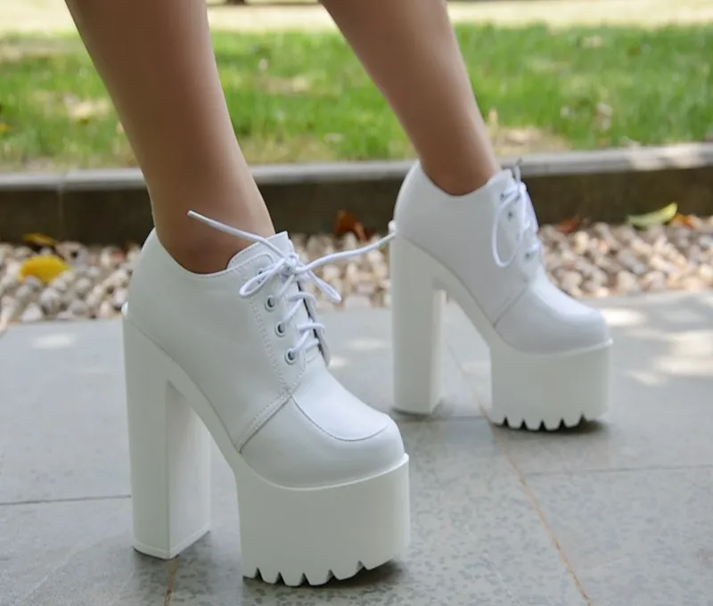 

Crude heel super high heel single shoe 2018 autumn new European American style 14 cm sexy women's shoe simple elegant high heels