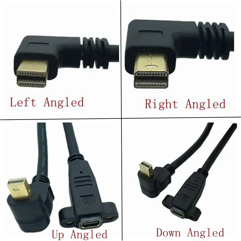 90-Degree Angled Mini DisplayPort Male to Female 4K Cable with Extend Screw Panel Mount Description Image.This Product Can Be Found With The Tag Names Computer Cables Connecting, Computer Peripherals, PC Hardware Cables Adapters, Right left up down