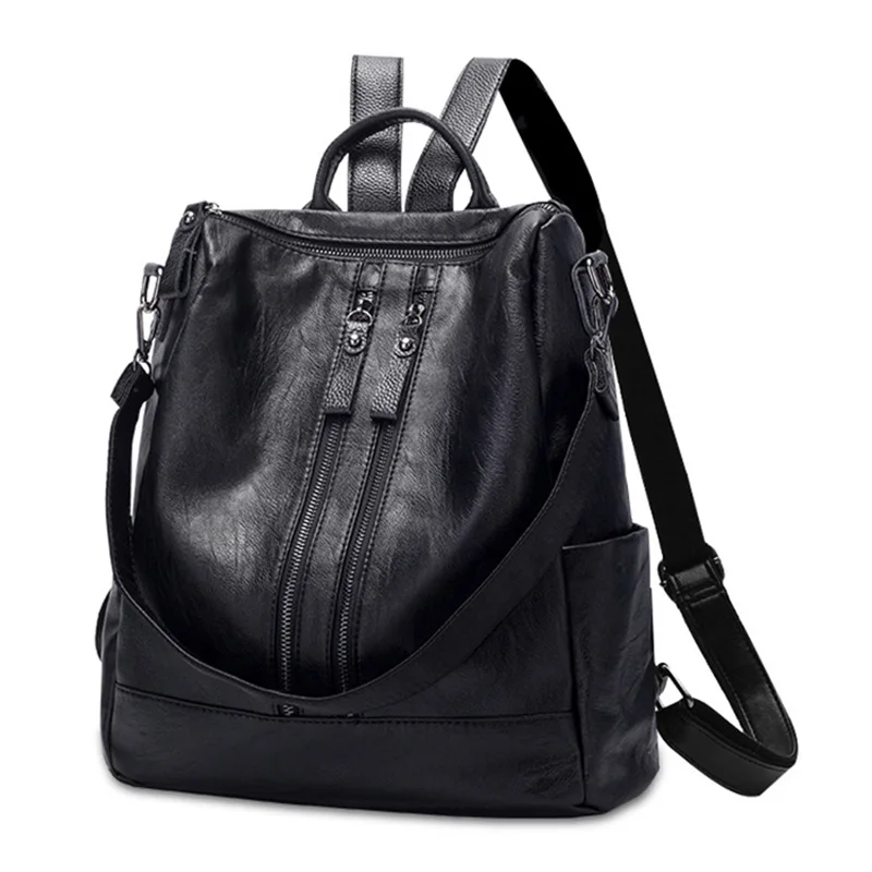 Повседневные женские рюкзаки из искусственной кожи, женский черный рюкзак, модные черные школьные сумки для девочек-подростков