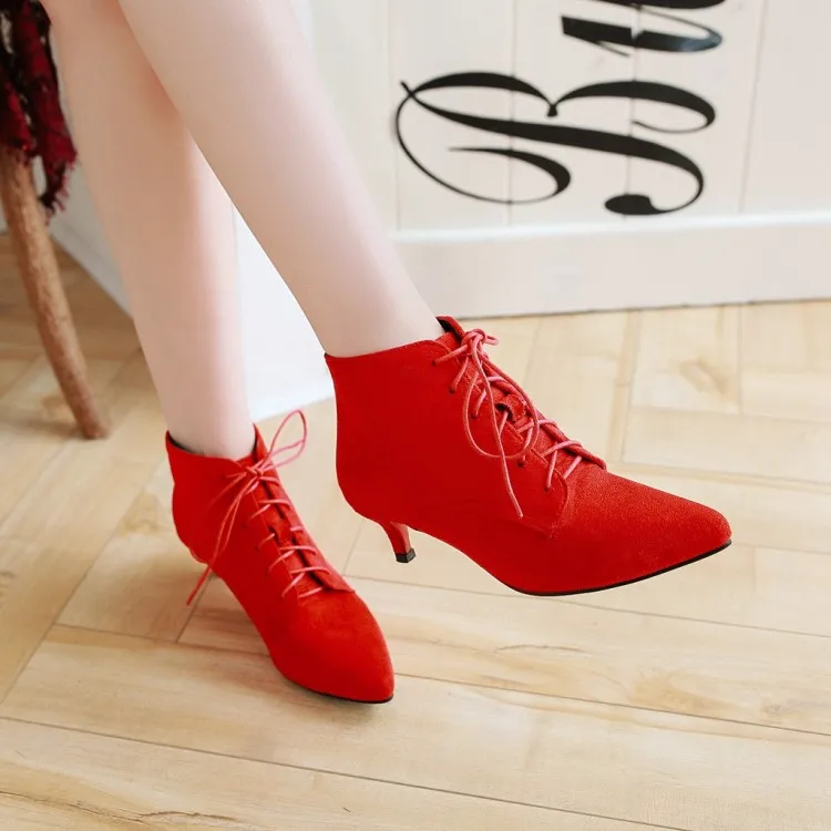 

Big Size 11 12 13 14 15 16 17 Ma'am Fine heel Short boots Pure color Frenulum Fashion boot barrel High heel boots