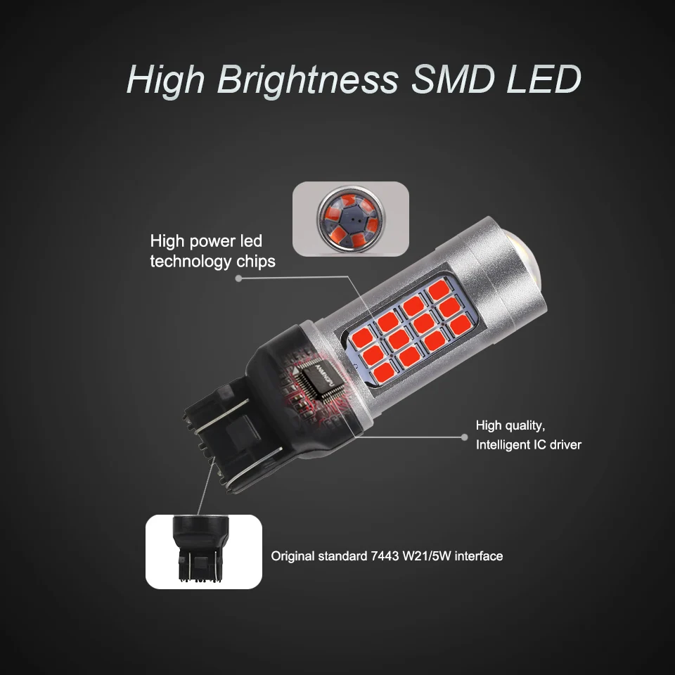 ANMINGPU 2x5 Вт сигнальная лампа WY21W T20 LED W21W W21/5W 7440 7443 Светодиодная указателя поворота