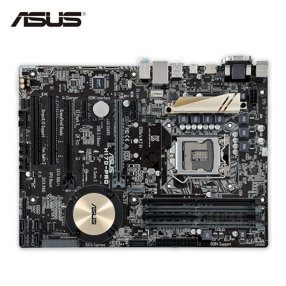 

Original Used Asus H170-PRO Desktop Motherboard H170 Socket LGA 1151 i7 i5 i3 DDR4 64G SATA3 USB3.0 ATX 100% Fully Test