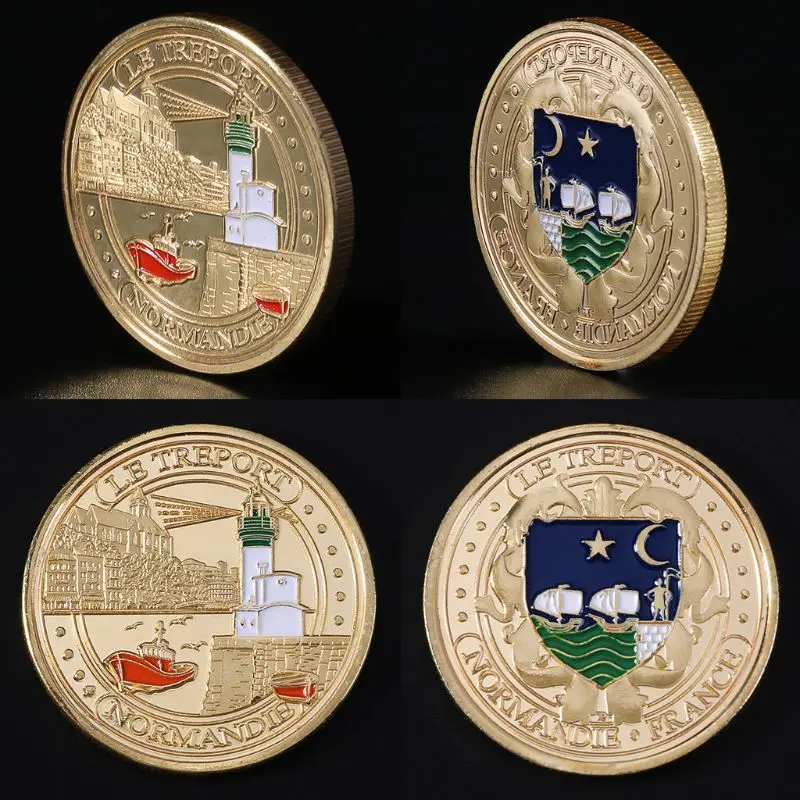

French Le Treport Commemorative Coin Collection Gift Souvenir Art Metal Antiqu