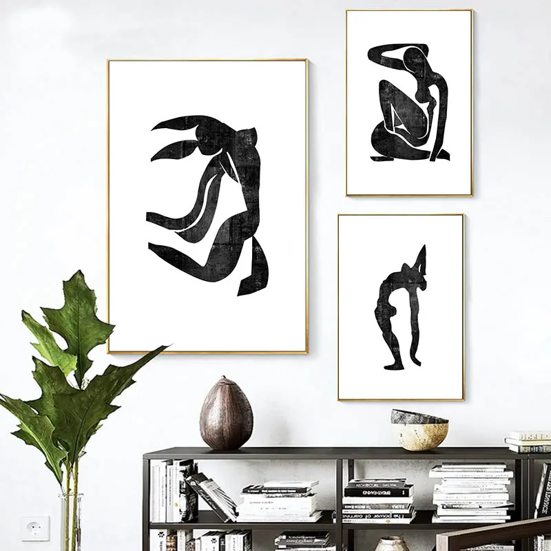 Matisse художественный абстрактный женский холст Постер Черный Белый Современный
