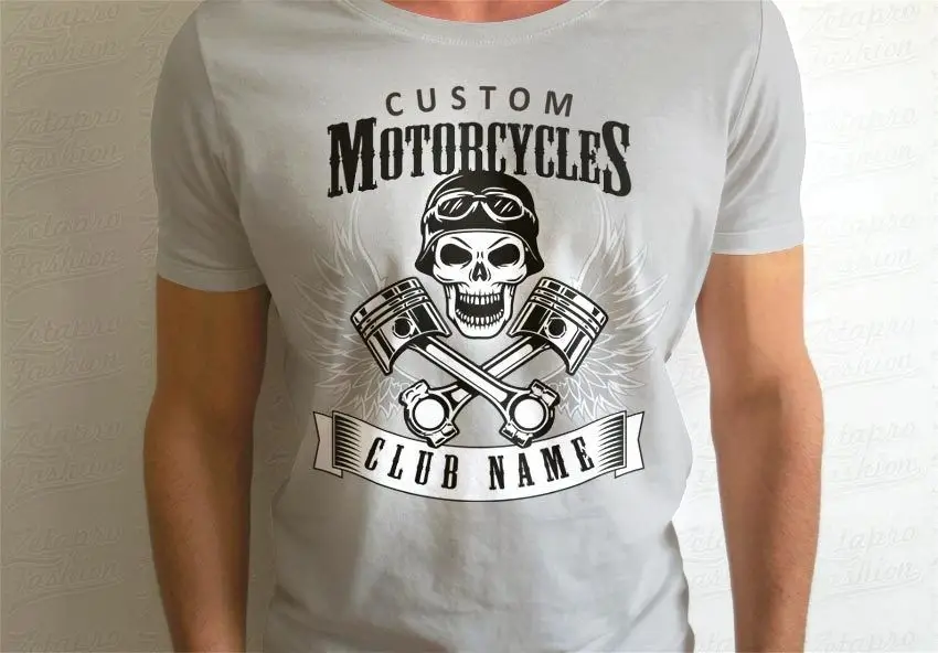 Модная летняя футболка из 100% хлопка Байкерская с надписью Moto Teschio Club Hot Rot