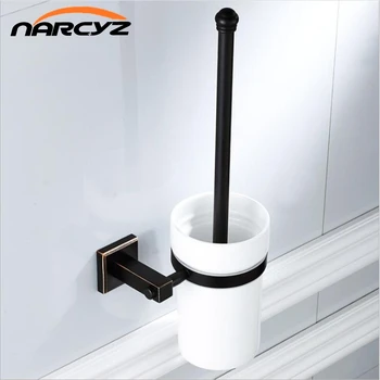 

The new copper material black bronze square bathroom hardware pendant toilet brush clean toilet brush ceramic cup 9036K