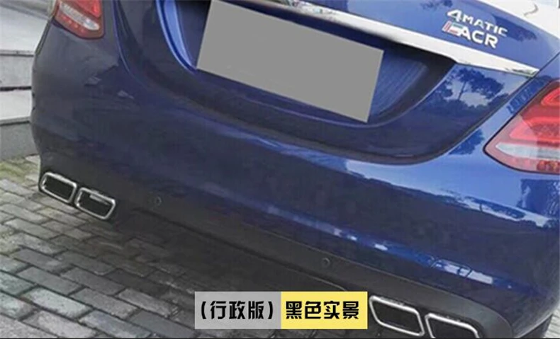 For Mercedes Benz W205 C Class C180 C200 C260 C300- Rear Lip Spoiler& Exhause High Quality PP Bumper Diffuser