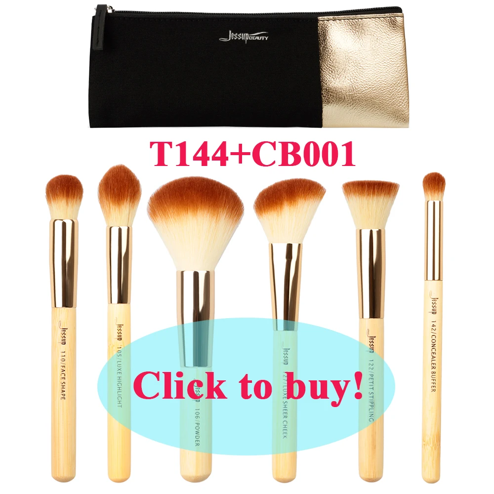 Jessup 6 шт. кисти для макияжа Bamboo Professional maquiagem profissional completa тени для век Пудра щек кисти для подсвечивания T144