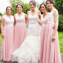 Простое шифоновое платье для подружки невесты со складками, Розовое Шифоновое женское вечернее платье, большие размеры, платья подружки невесты