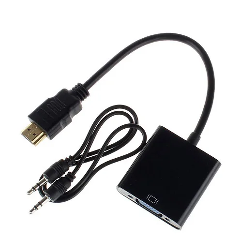Адаптер hdmi-vga с 3,5 мм аудио кабель для мужчин и женщин 1,4 в 1080 P для Apple tv ноутбука для компьютера и проектора ТВ дисплей - Цвет: With Audio